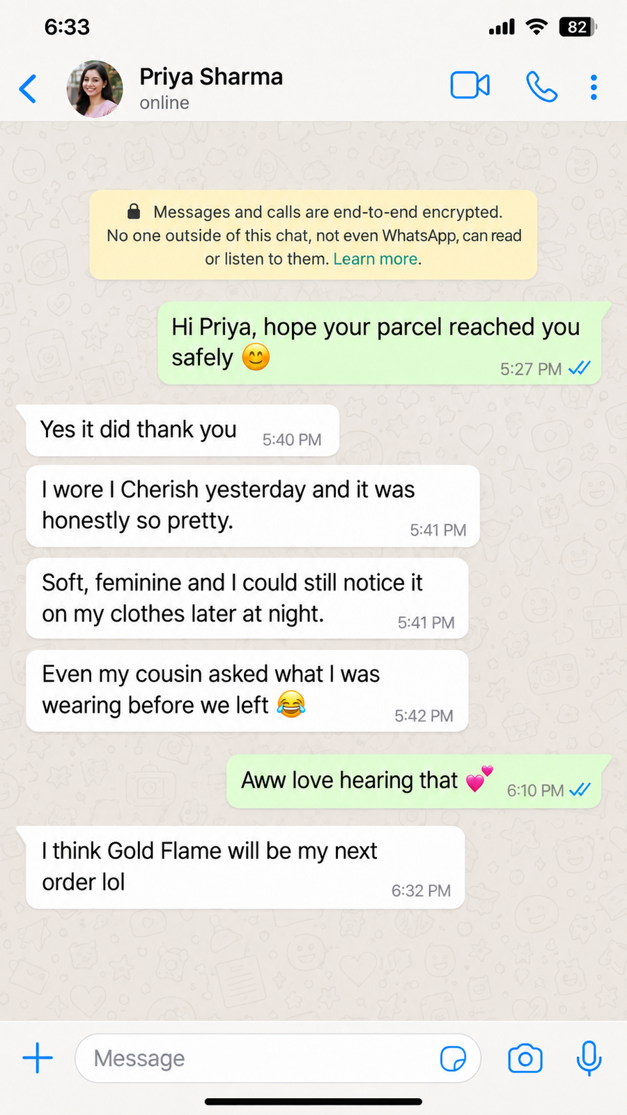 Save On Perfumes WhatsApp customer review from Daniel